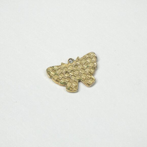 Enameled Charm Butterfly Orange Brown Vintage 1970s Retro Goldtone - Picture 4 of 4